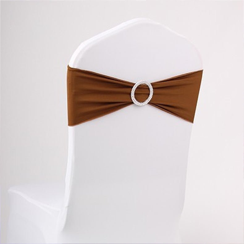 Elastic Chair Back Bow 6"x14" Light Brown - YauSpark