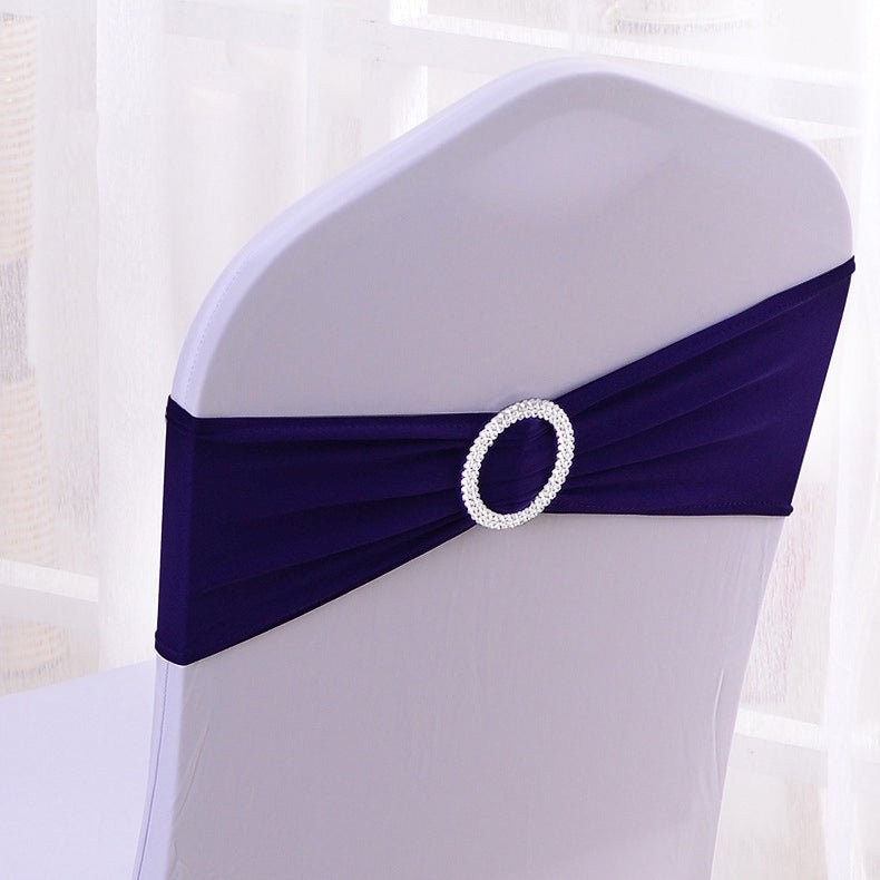 Elastic Chair Back Bow 6"x14" Navy Blue - YauSpark