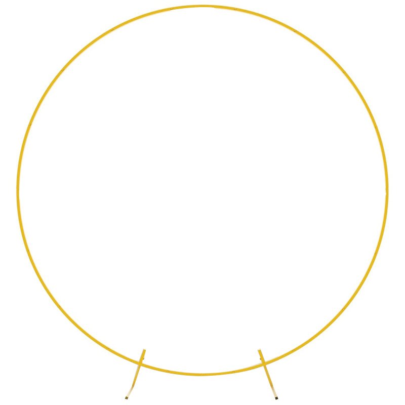 Elegant Gold Metal Round Wedding Arch Photo Backdrop Stand 7.2ft - YauSpark