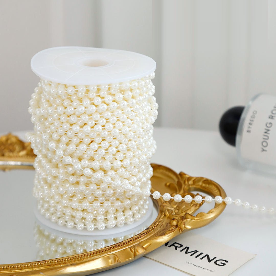 Faux Pearl Beads Vase Fillers 13 Yards Beige - YauSpark