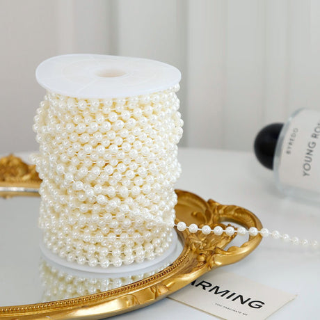 Faux Pearl Beads Vase Fillers 13 Yards Beige - YauSpark