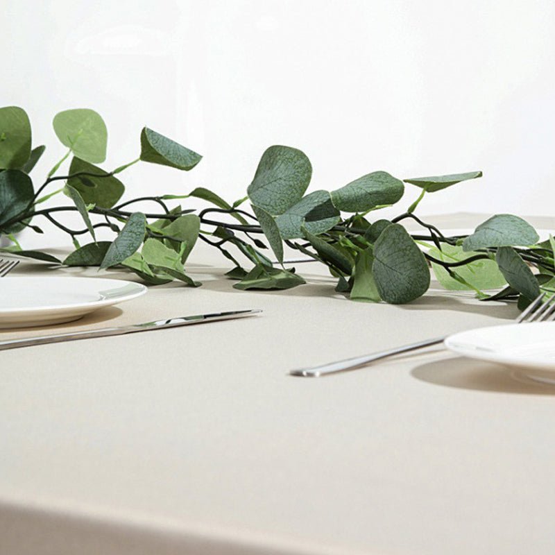 Frosted Green Artificial Silk Eucalyptus Leaf Garland Vine 6.5ft - YauSpark