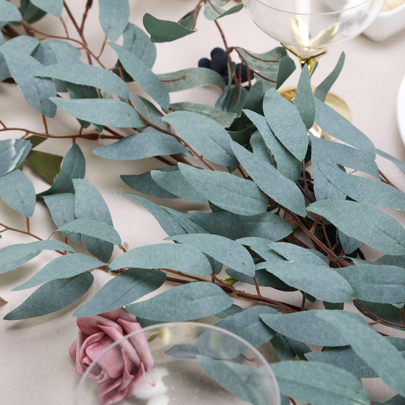 Frosted Real Touch Artificial Willow Leaf Garland, Flexible Vine 5ft - YauSpark