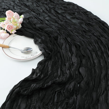 Gauze Cotton And Linen Table Runner 10ft Black - YauSpark