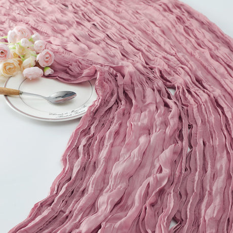 Gauze Cotton And Linen Table Runner 10ft Brick Red - YauSpark