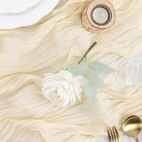 Gauze Cotton And Linen Table Runner 10ft Off White - YauSpark