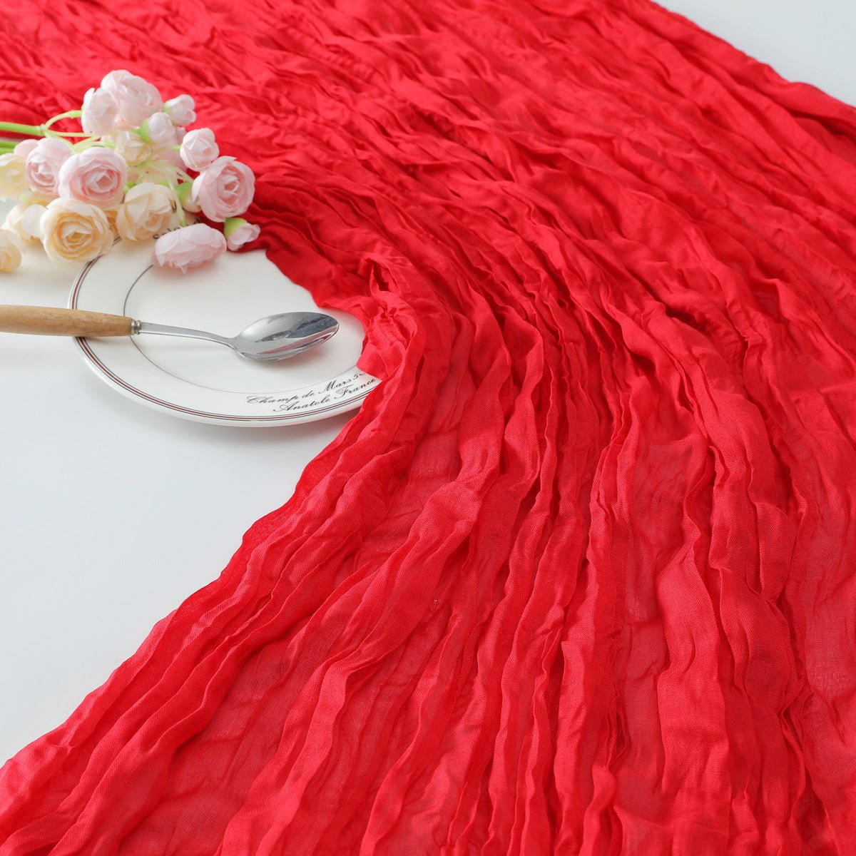 Gauze Cotton And Linen Table Runner 10ft Red - YauSpark