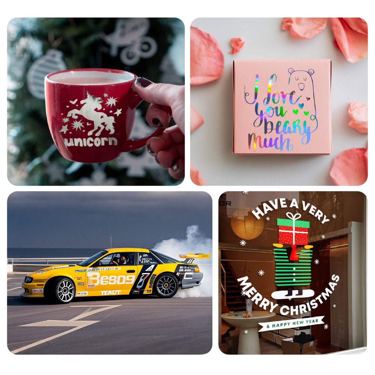 Glossy Adhesive Vinyl Roll 12"x16ft Blue Gradient - YauSpark