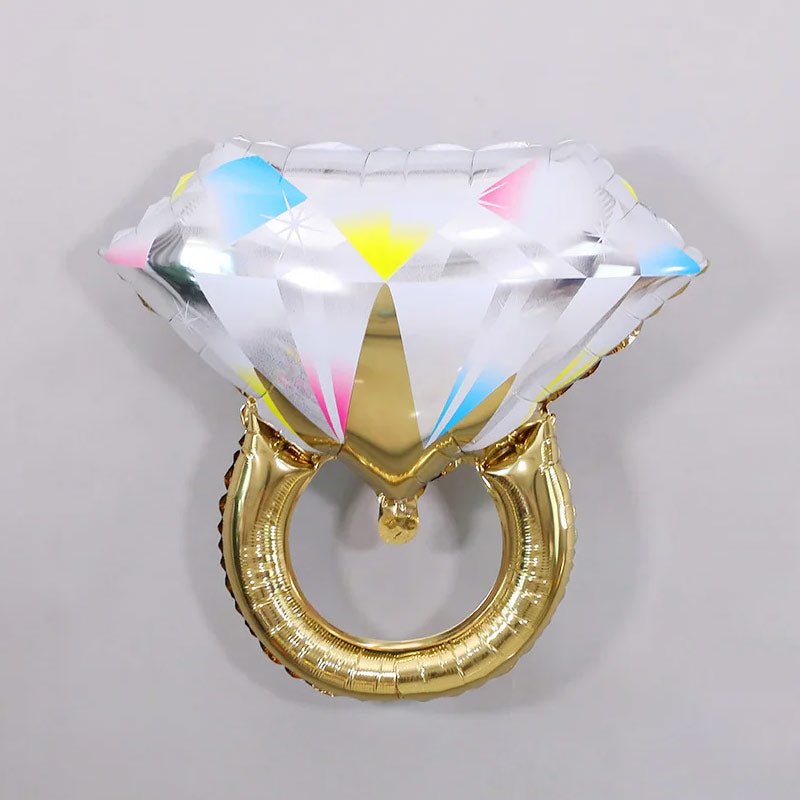 Gold Diamond Ring Mylar Foil Helium Air Balloon 25" - YauSpark