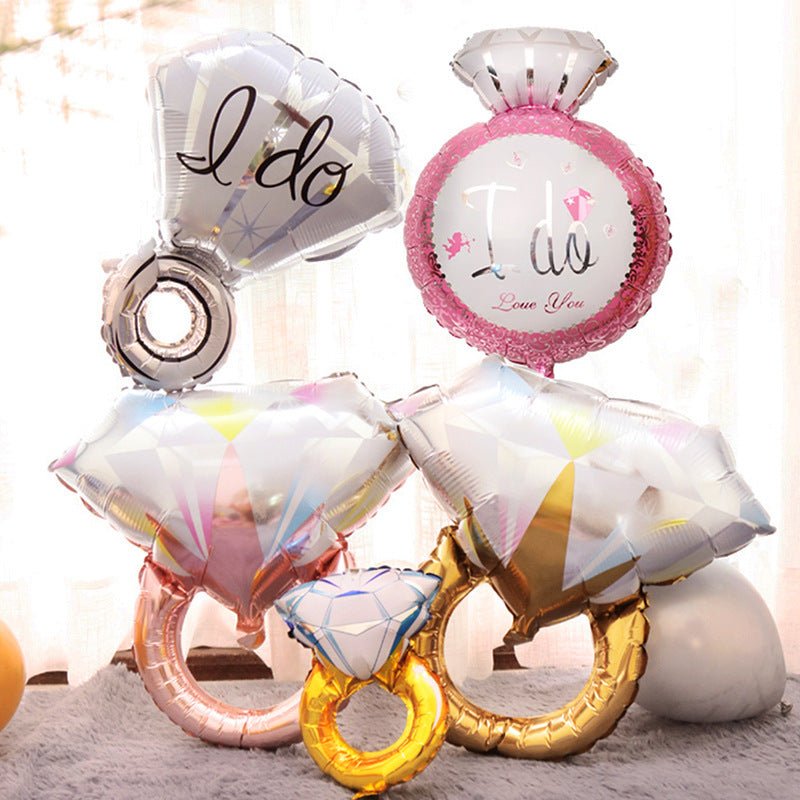Gold Diamond Ring Mylar Foil Helium Air Balloon 25" - YauSpark