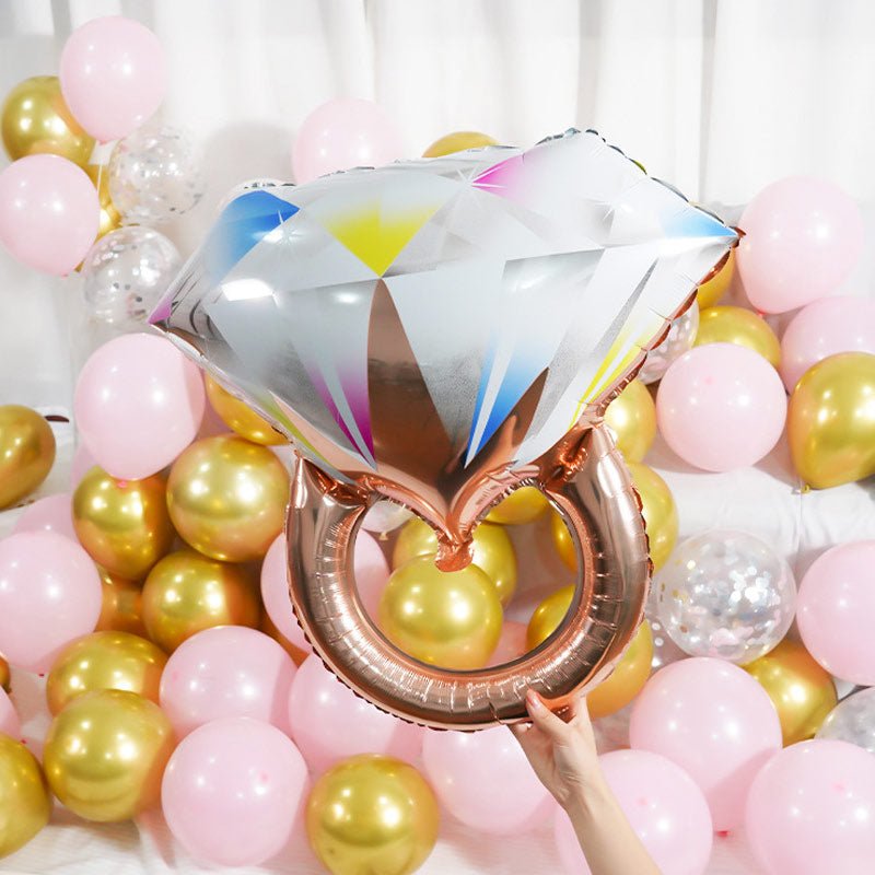 Gold Diamond Ring Mylar Foil Helium Air Balloon 25" - YauSpark