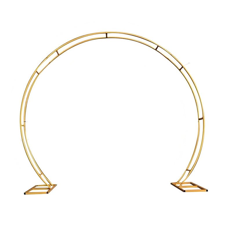Gold Metal Double Hoop Wedding Arch Photo Backdrop Stand, Round Wedding Arbor Floral Balloon Frame 7.2ft - YauSpark