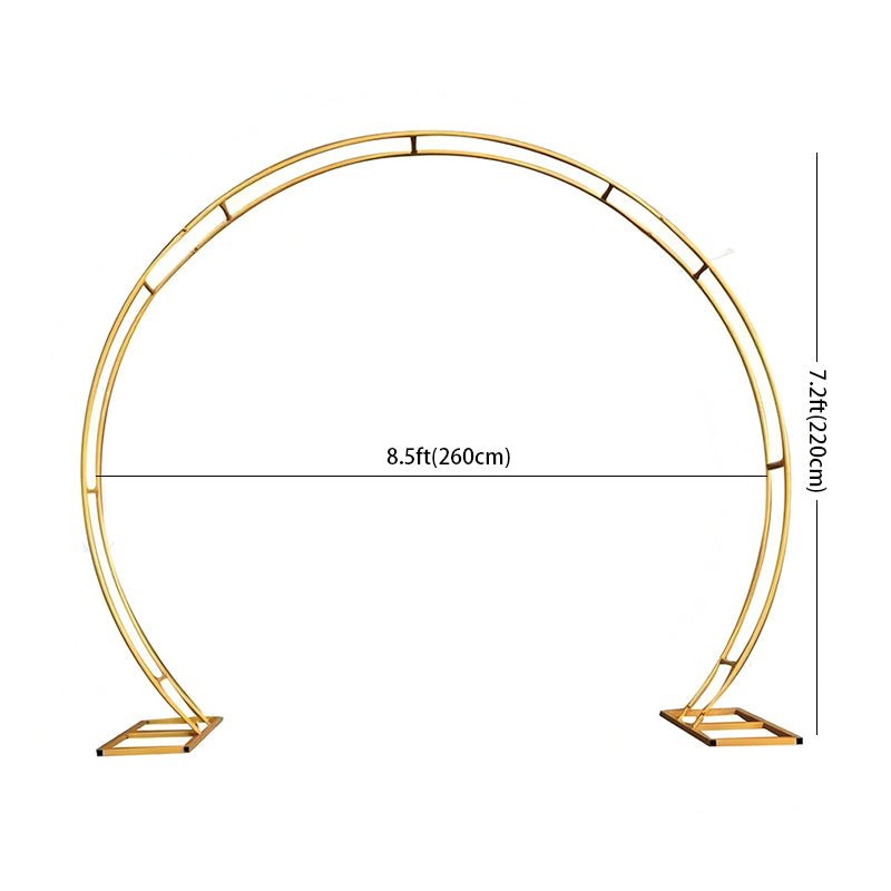 Gold Metal Double Hoop Wedding Arch Photo Backdrop Stand, Round Wedding Arbor Floral Balloon Frame 7.2ft - YauSpark