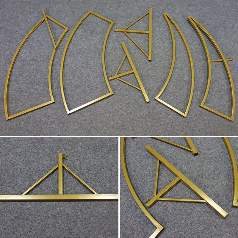 Gold Metal Half Crescent Moon Wedding Arch Flower Stand 7.38ft - YauSpark