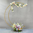 Gold Metal Half Crescent Moon Wedding Arch Flower Stand 7.38ft - YauSpark