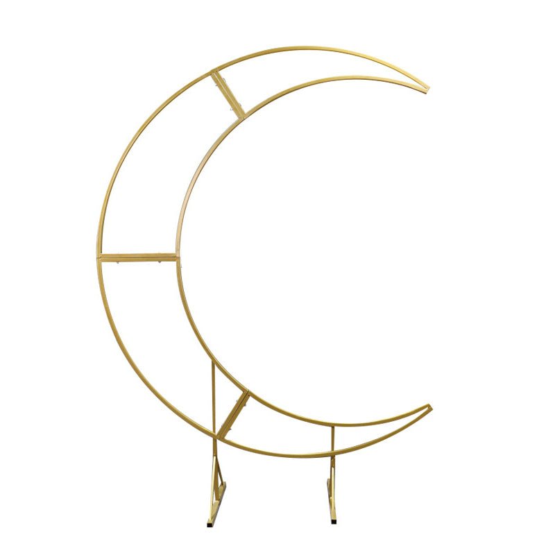 Gold Metal Half Crescent Moon Wedding Arch Flower Stand 7.38ft - YauSpark