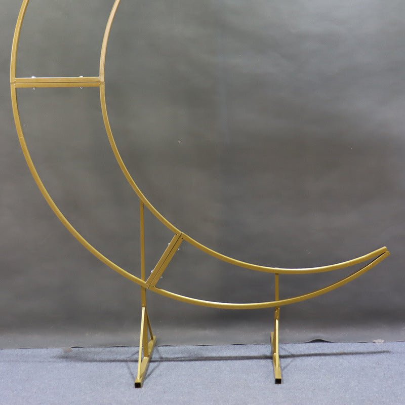 Gold Metal Half Crescent Moon Wedding Arch Flower Stand 7.38ft - YauSpark