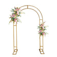 Gold Metal Round Top Double Arch Wedding Backdrop Stand, Flower Balloon Frame Ceremony Arbor 7.87ft Tall - YauSpark