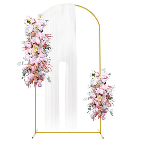 Gold Metal Wedding Arch Chiara Backdrop Stand Floral Display Frame With Round Top 4ft - YauSpark