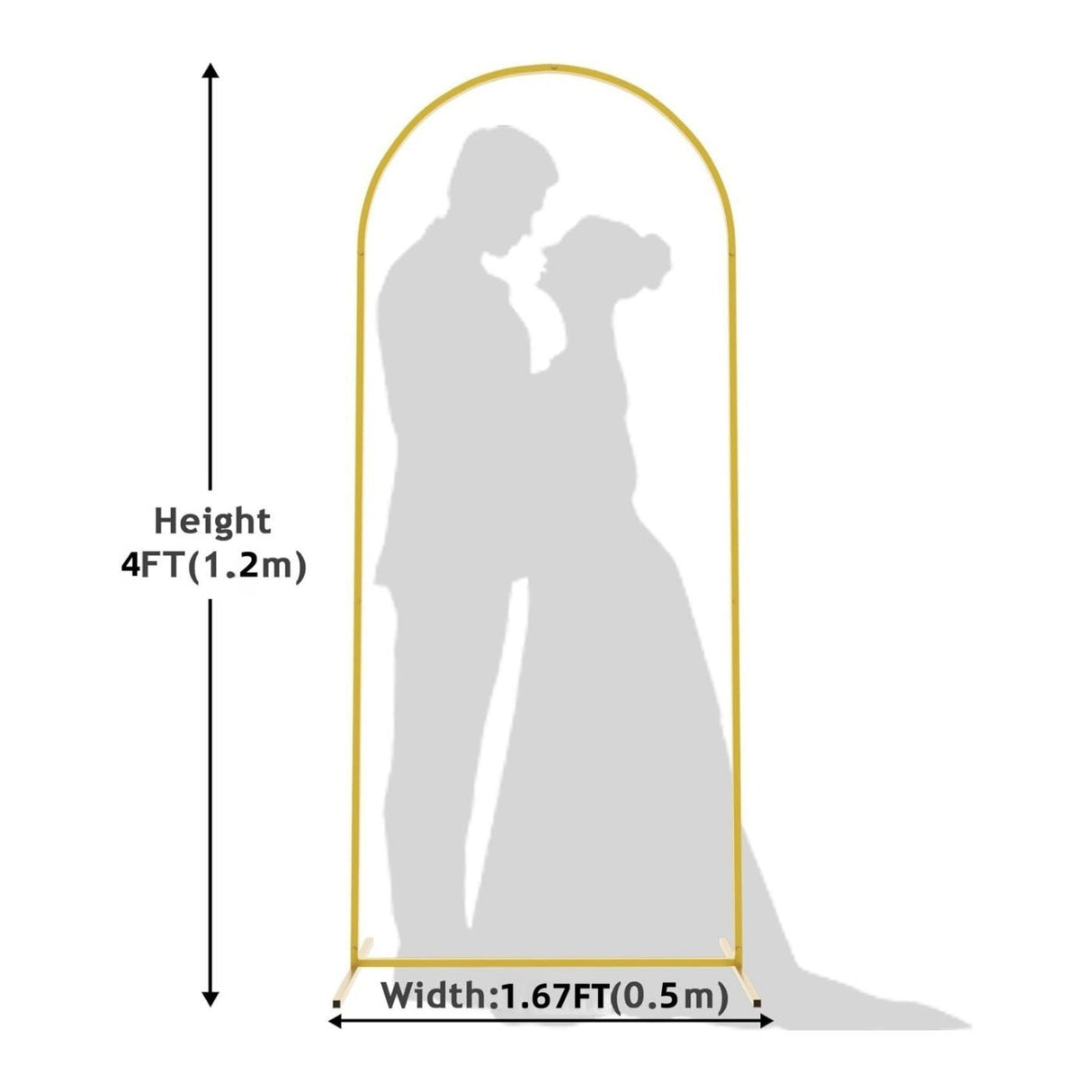 Gold Metal Wedding Arch Chiara Backdrop Stand Floral Display Frame With Round Top 4ft - YauSpark