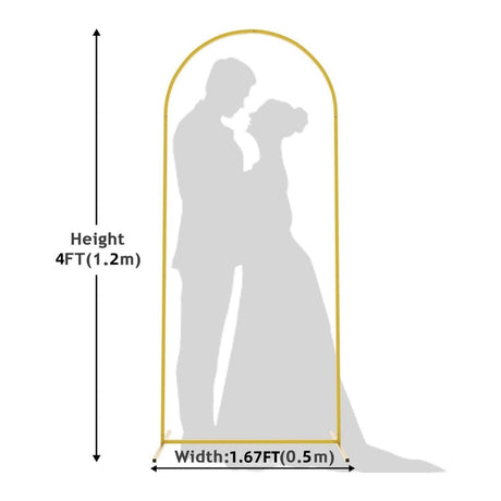 Gold Metal Wedding Arch Chiara Backdrop Stand Floral Display Frame With Round Top 4ft - YauSpark