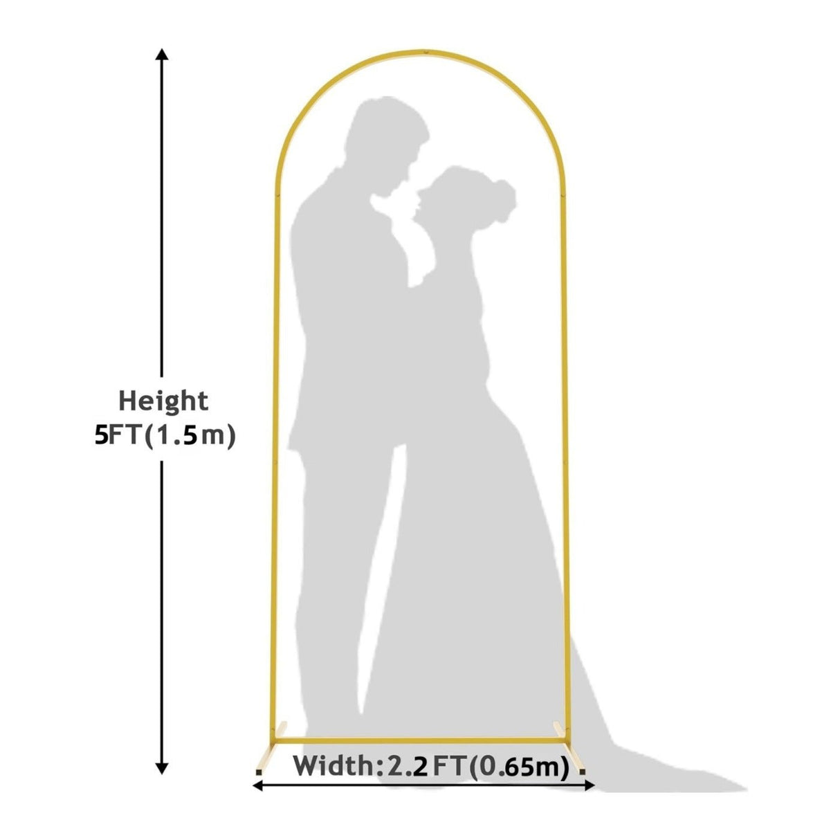 Gold Metal Wedding Arch Chiara Backdrop Stand Floral Display Frame With Round Top 5ft - YauSpark