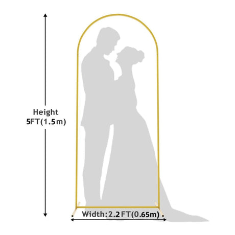 Gold Metal Wedding Arch Chiara Backdrop Stand Floral Display Frame With Round Top 5ft - YauSpark