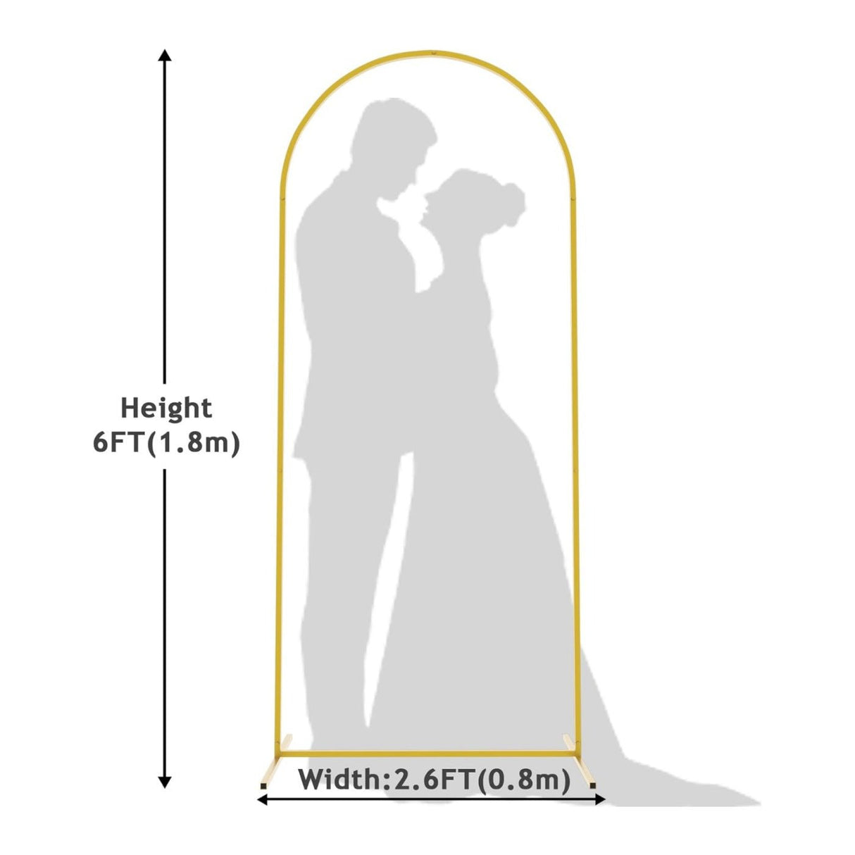 Gold Metal Wedding Arch Chiara Backdrop Stand Floral Display Frame With Round Top 6ft - YauSpark