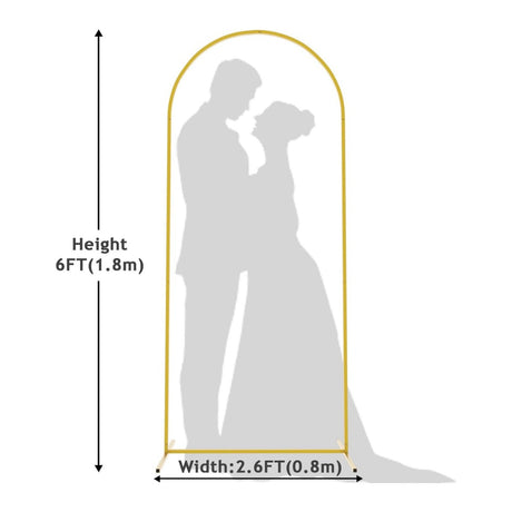Gold Metal Wedding Arch Chiara Backdrop Stand Floral Display Frame With Round Top 6ft - YauSpark