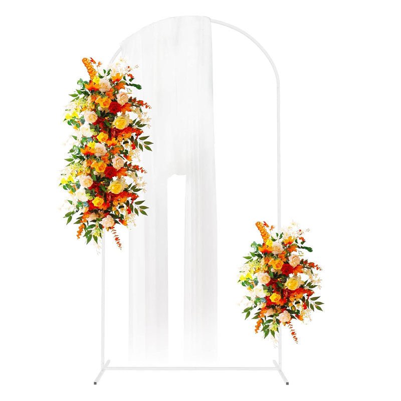 Gold Metal Wedding Arch Chiara Backdrop Stand Floral Display Frame With Round Top 7.2ft - YauSpark