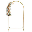 Gold Metal Wedding Arch Chiara Backdrop Stand Floral Display Frame With Round Top 7.2ft - YauSpark
