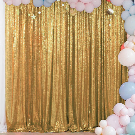 Gold Sequin Backdrop Drape Curtains with Rod Pockets - 8ftx8ft - YauSpark