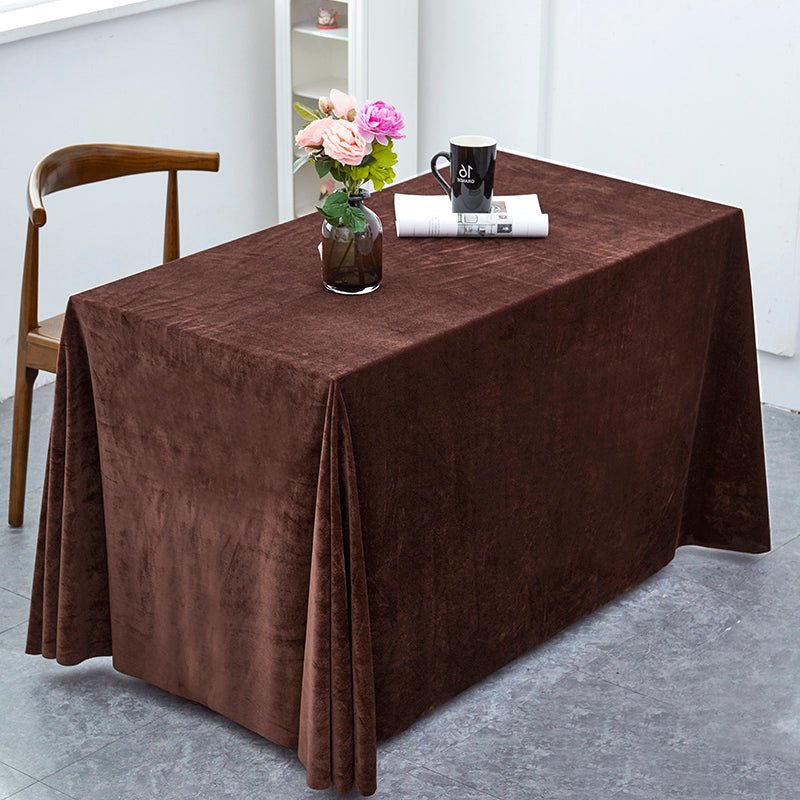 Gold Velvet Rectangular Tablecloth 60"x126" Dark Coffee - YauSpark