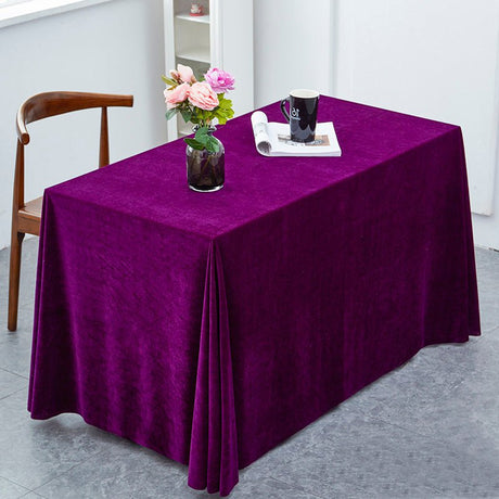 Gold Velvet Rectangular Tablecloth 60"x126" Purple - YauSpark