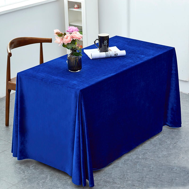 Gold Velvet Rectangular Tablecloth 60"x126" Royal Blue - YauSpark