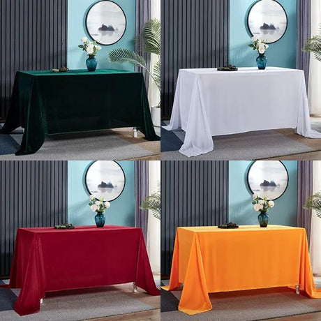 Gold Velvet Rectangular Tablecloth 60"x126" White - YauSpark