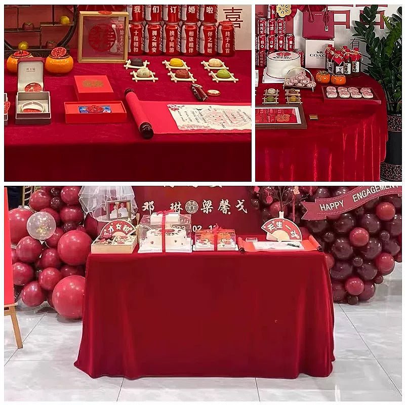 Gold Velvet Rectangular Tablecloth 60"x126" White - YauSpark