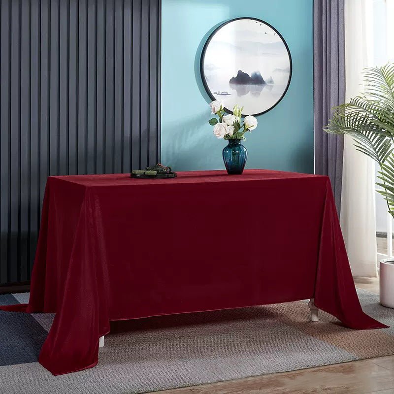 Gold Velvet Rectangular Tablecloth 60"x126" Wine Red - YauSpark