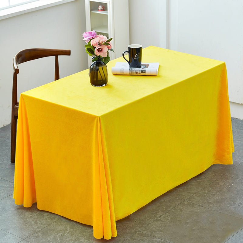 Gold Velvet Rectangular Tablecloth 60"x126" Yellow - YauSpark