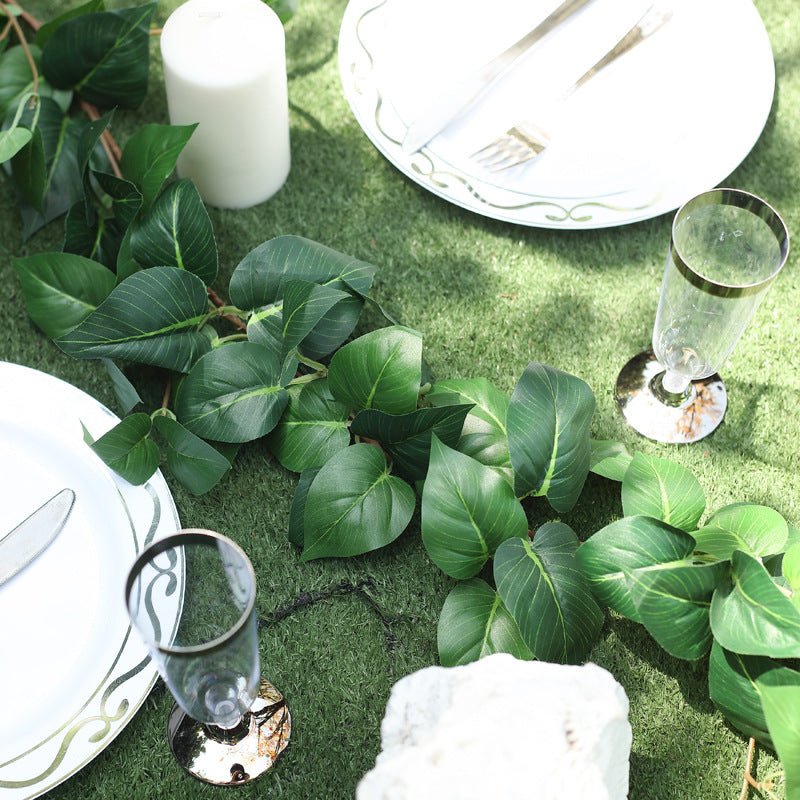 Green Real Touch Artificial Poplar Leaf Garland, Flexible Vine 5ft - YauSpark