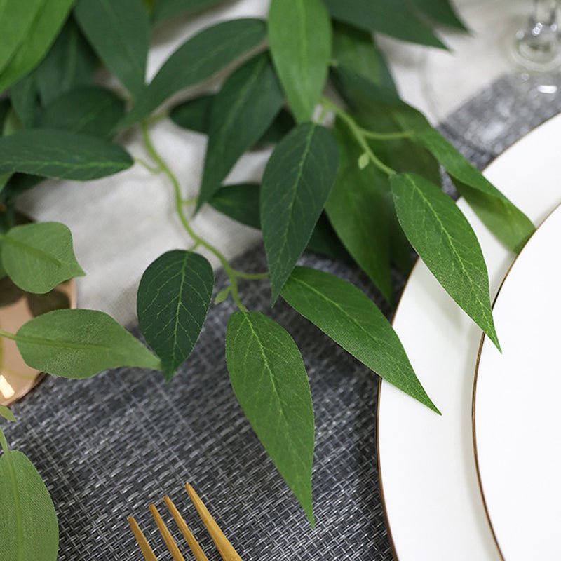 Green Real Touch Artificial Willow Leaf Garland, Flexible Vine 5ft - YauSpark