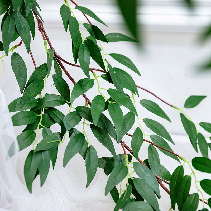 Green Real Touch Artificial Willow Leaf Garland, Flexible Vine 5ft - YauSpark