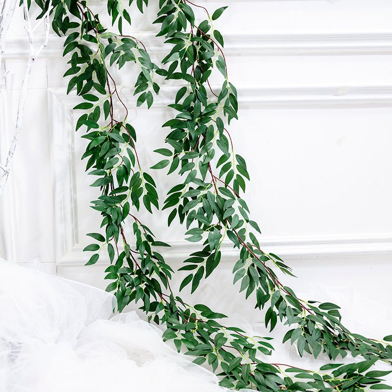 Green Real Touch Artificial Willow Leaf Garland, Flexible Vine 5ft - YauSpark