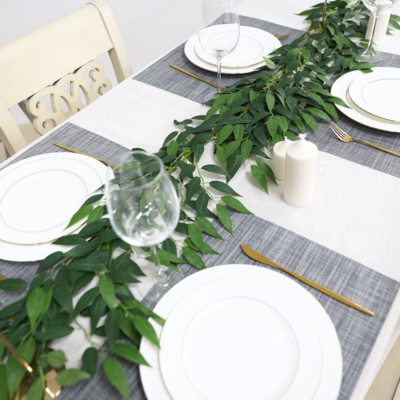 Green Real Touch Artificial Willow Leaf Garland, Flexible Vine 5ft - YauSpark