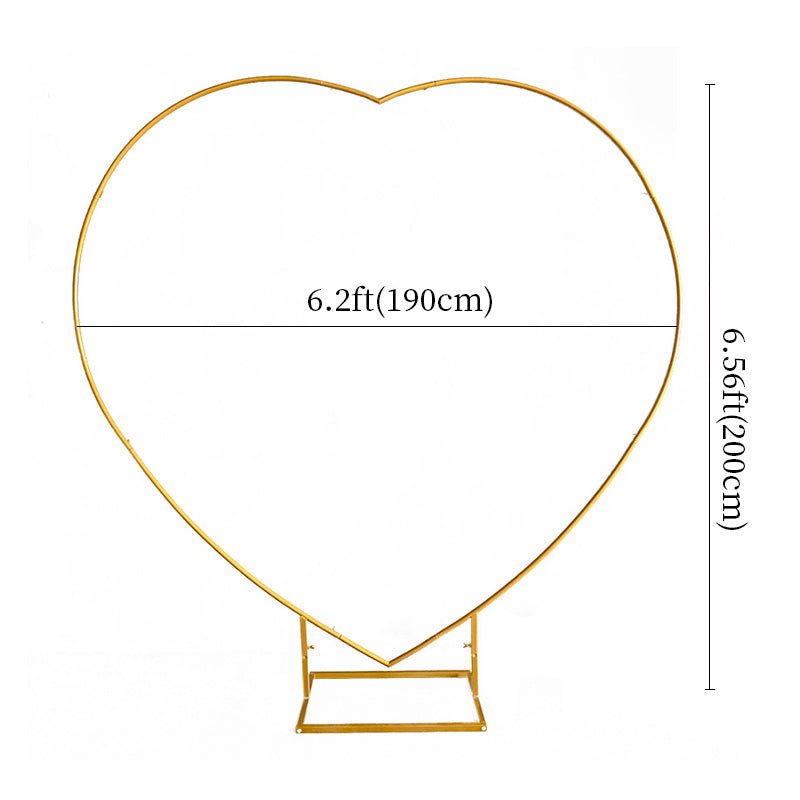 Heavy Duty Gold Metal Heart Shape Wedding Arch Photo Backdrop Stand 6.56ft - YauSpark