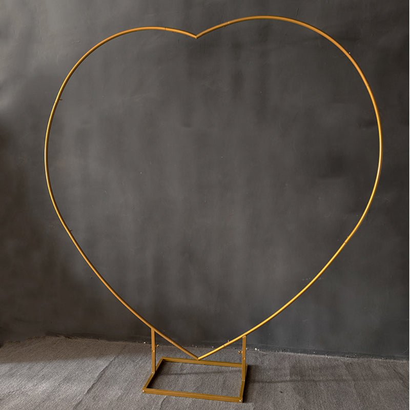 Heavy Duty Gold Metal Heart Shape Wedding Arch Photo Backdrop Stand 6.56ft - YauSpark