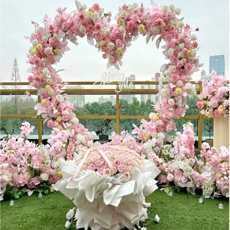 Heavy Duty Gold Metal Heart Shape Wedding Arch Photo Backdrop Stand 6.56ft - YauSpark