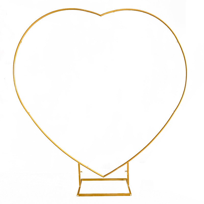 Heavy Duty Gold Metal Heart Shape Wedding Arch Photo Backdrop Stand 6.56ft - YauSpark