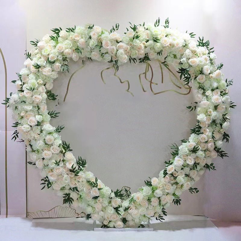 Heavy Duty Gold Metal Heart Shape Wedding Arch Photo Backdrop Stand 6.56ft - YauSpark