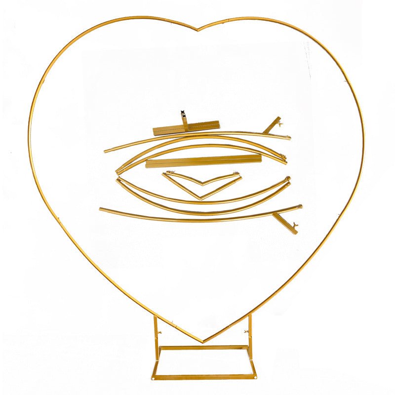 Heavy Duty Gold Metal Heart Shape Wedding Arch Photo Backdrop Stand 6.56ft - YauSpark